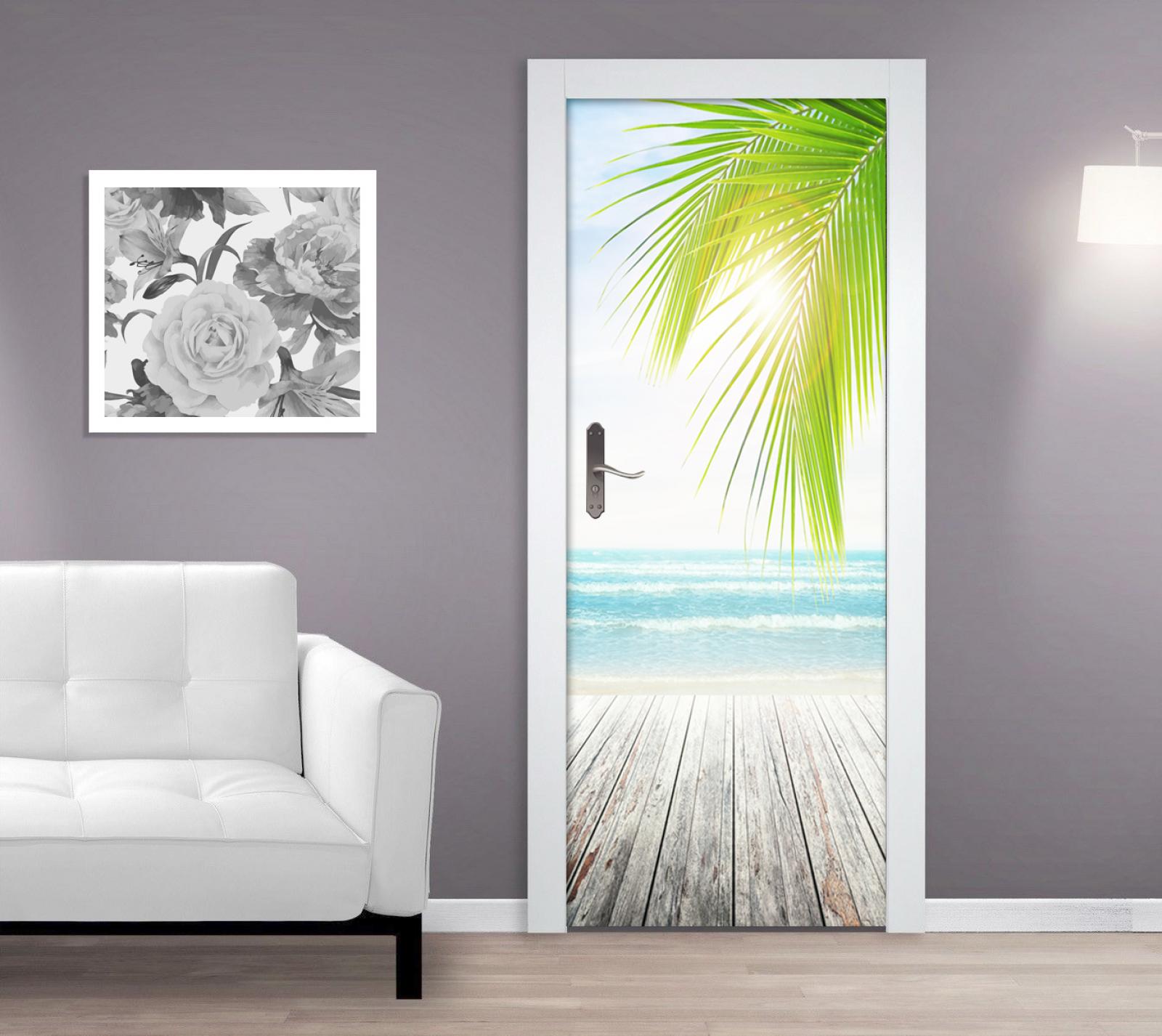 Samolepící fototapeta na dveře 95x210cm - Slunečná pláž z mola