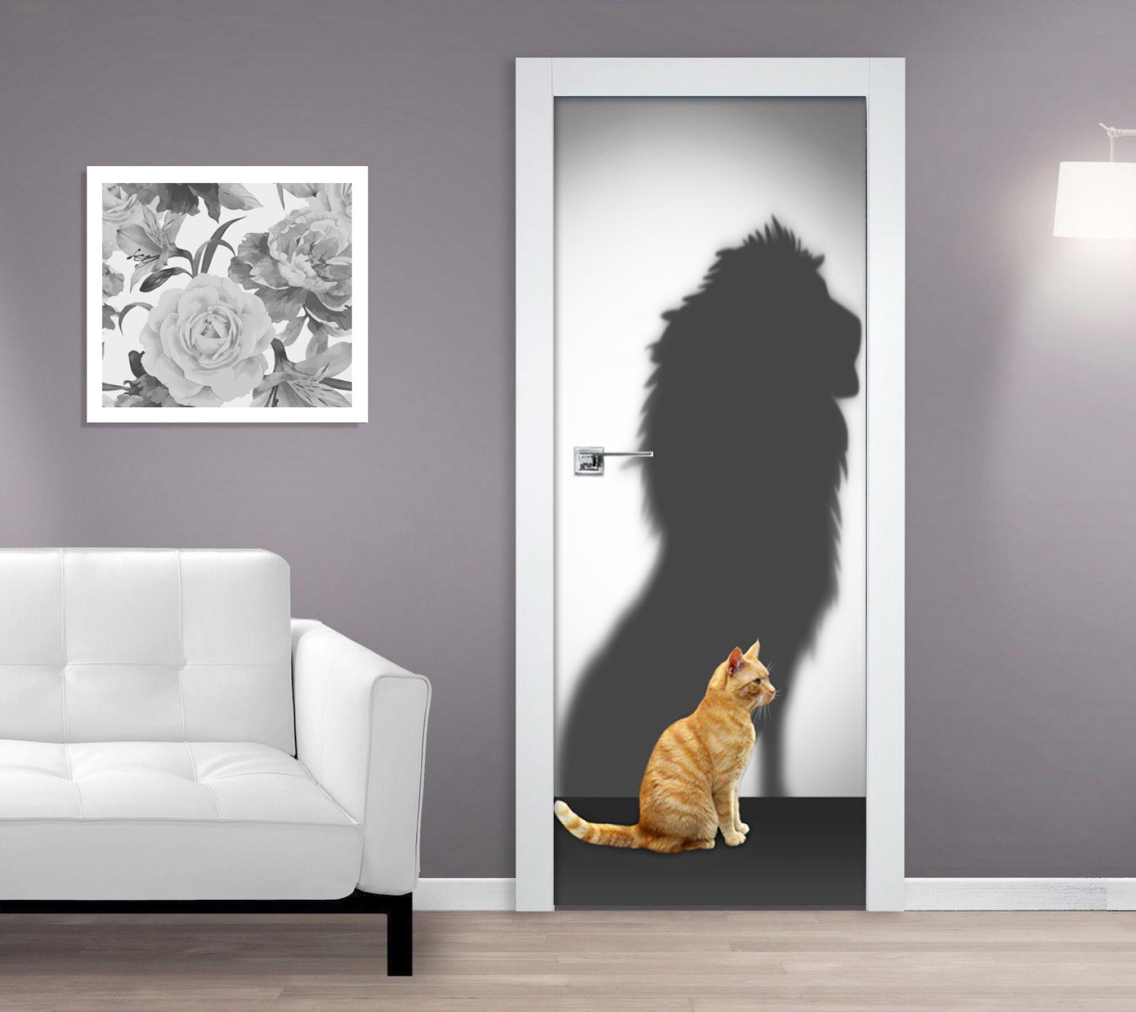 Samolepící fototapeta na dveře 95x210cm - sedící kočka