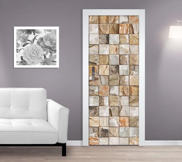 Samolepící fototapeta na dveře 95x210cm - mozaika z kamene